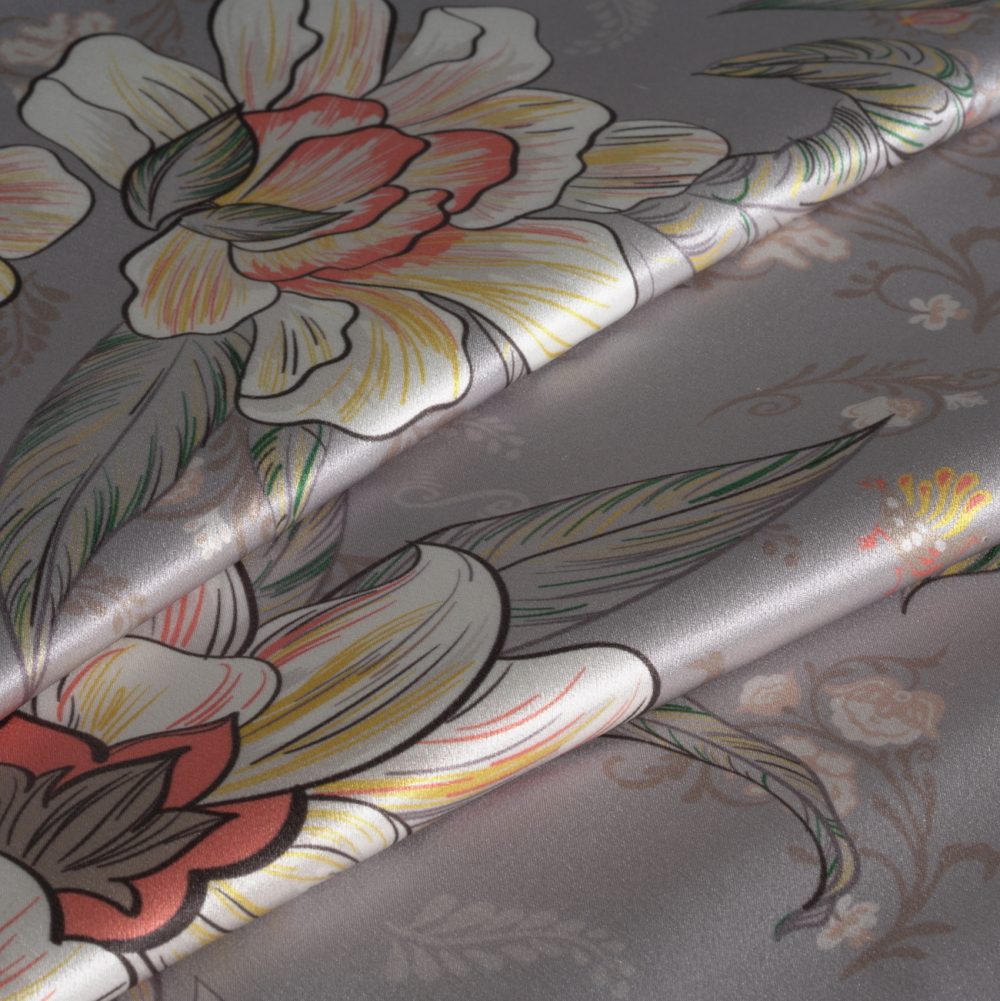 Наволочка MOLLEN лазоревый цветок в светло-сером. ШЕЛК. 50х70 см