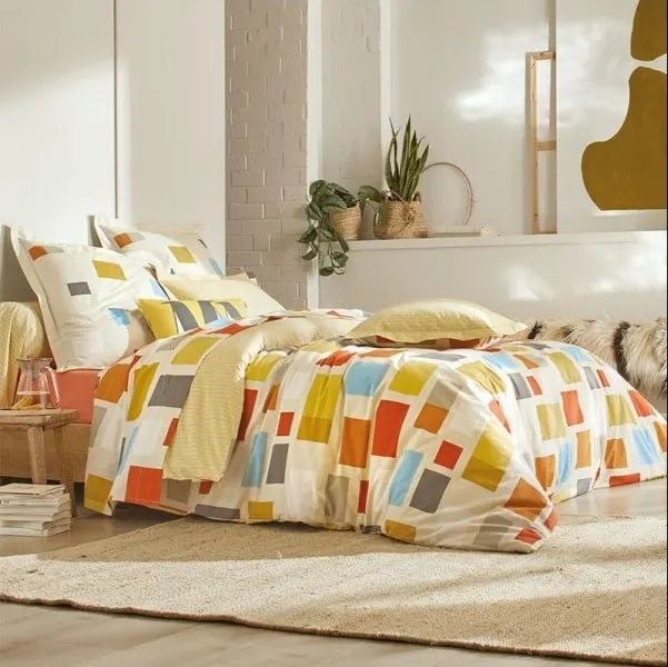 Постельное белье BLOCKS OCHRE BLANC DES VOSGES